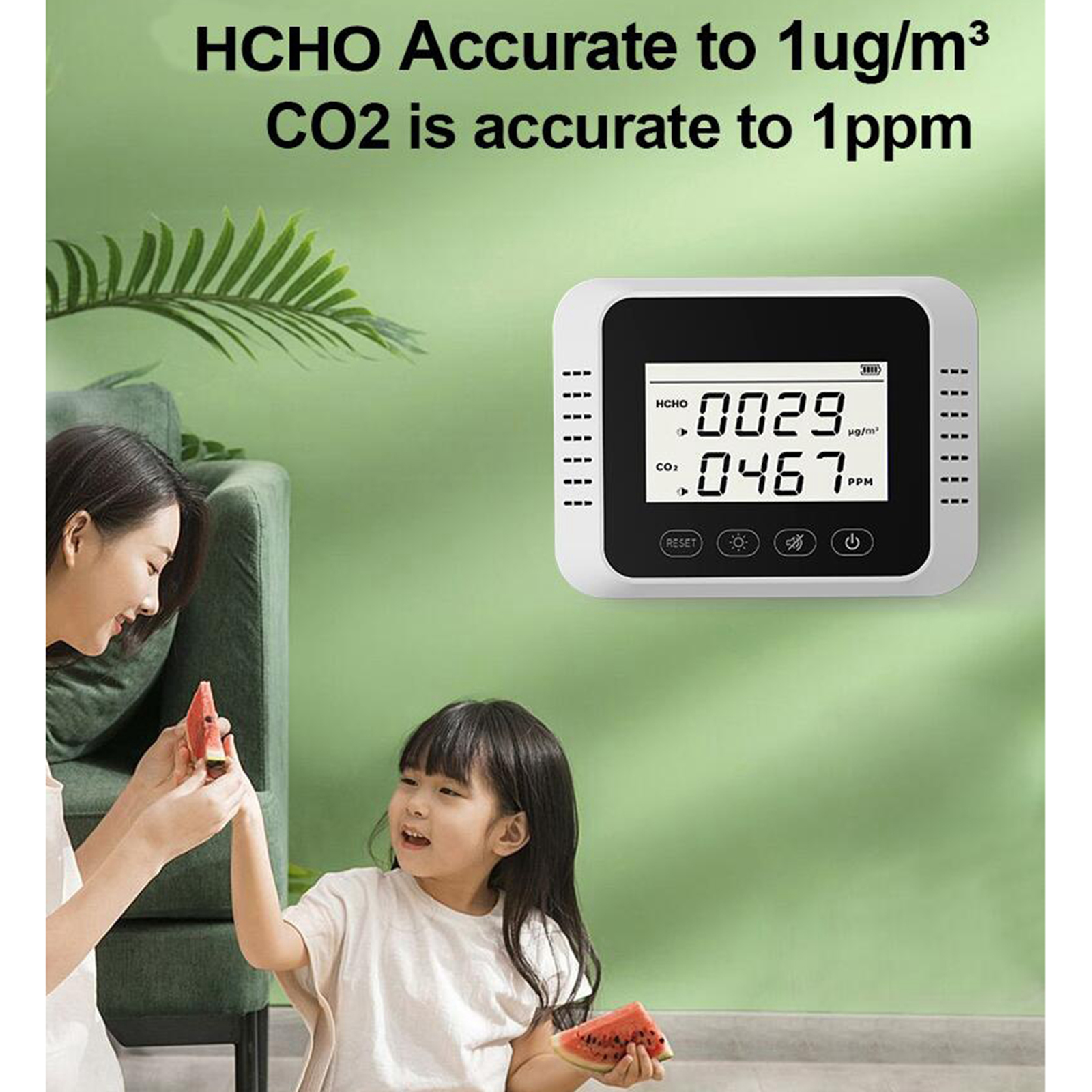 Air Monitor USB Rechargeable CO2 Monitor Carbon Dioxide Sensor