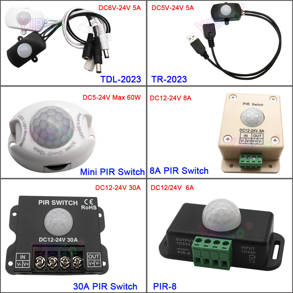 Body Infrarood Pir Switch Motion Sensor Dc 5V 12V 24V Human Motion Sensor Detector Led Strip Licht lamp Schakelaar Automatische