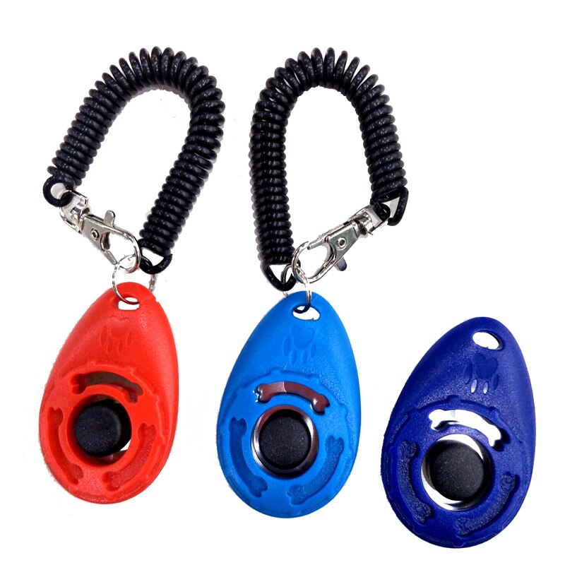 Clicker clic universel pour chien de compagnie | Bouton de chat, entraîneur d&#39;animaux, aide pour obéissance, clé sonore avec dragonne, couleur aléatoire