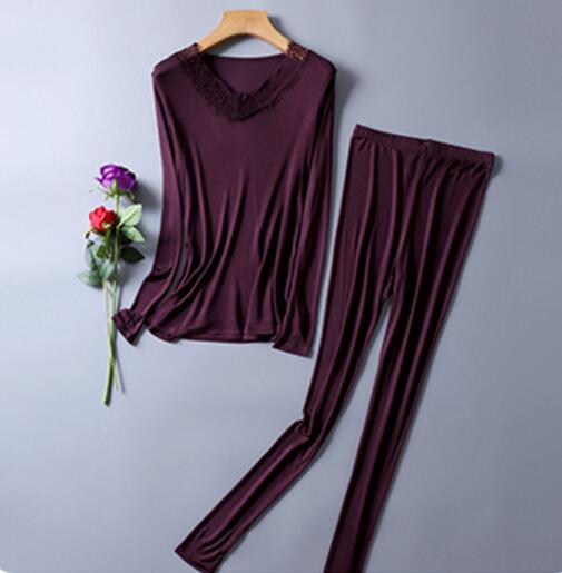 50%  silke 50%  viskose dameunderlag varmt termisk undertøy lange undertøy sett #39  xl 2xl xs383: Lilla / M