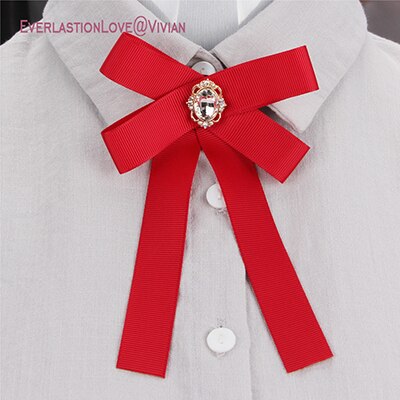 SUQI Mode Boog Broches Pins sieraden Voor Vrouwen Lint Das Broche vrouwen kinderen broche tie voor Party bruiloft: red