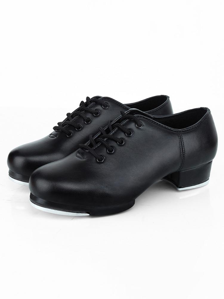 Women's Split Sole Jazz Tap Dance Shoes Leather Material Tap Shoes Adult/Unisex Lace Up Tap Dancing Shoes for Women Ladies Girls