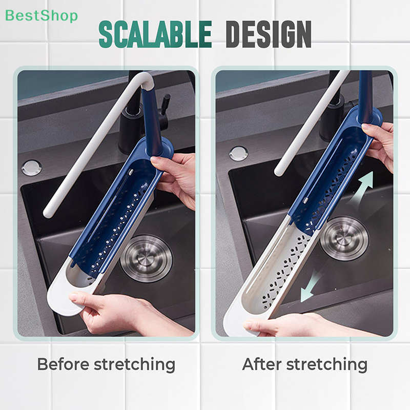 Telescopic Sink Shelf Kitchen Sink Drain Rack Storage Basket Kitchen Gadgets Accessories Tool Sinks Organizer Soap Sponge Holder