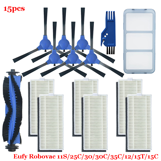 For Eufy Robovac 11S / 25C / 30 / 30C / 35C / 12 / 15T / 15C Slim Robot Vacuum Cleaner Parts Main Side Brush Cover Hepa Filter: Burgundy