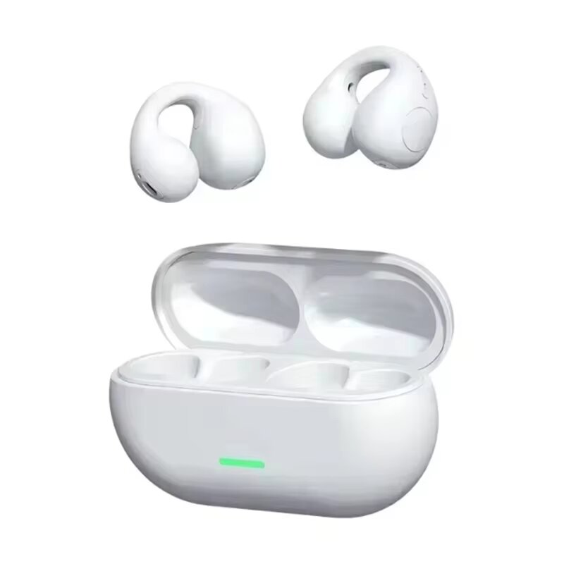 Bluetooth Headset 5.3 Wireless Bone Conduction Headphones Clip Ear Music Noise Canceling HD Call Sports Gaming Earphone: black