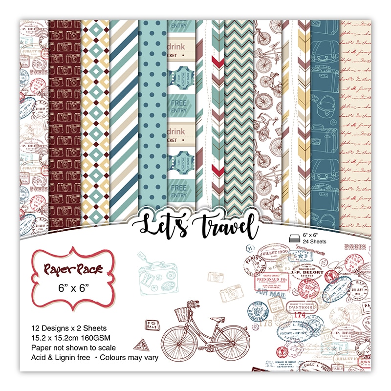 REIZEN Scrapbooking papier pack van 24 vellen handgemaakte craft papier ambachtelijke Achtergrond pad