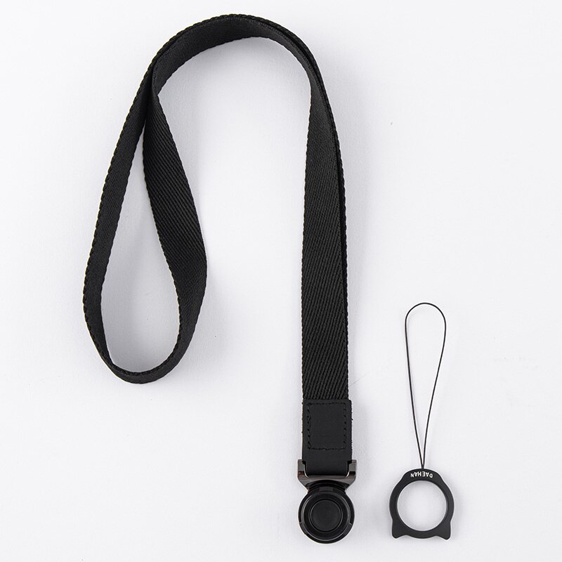 DAEHAN NECK LANYARD for mobile phone detachable metal finger ring strap hand wrist lanyard: Black 3