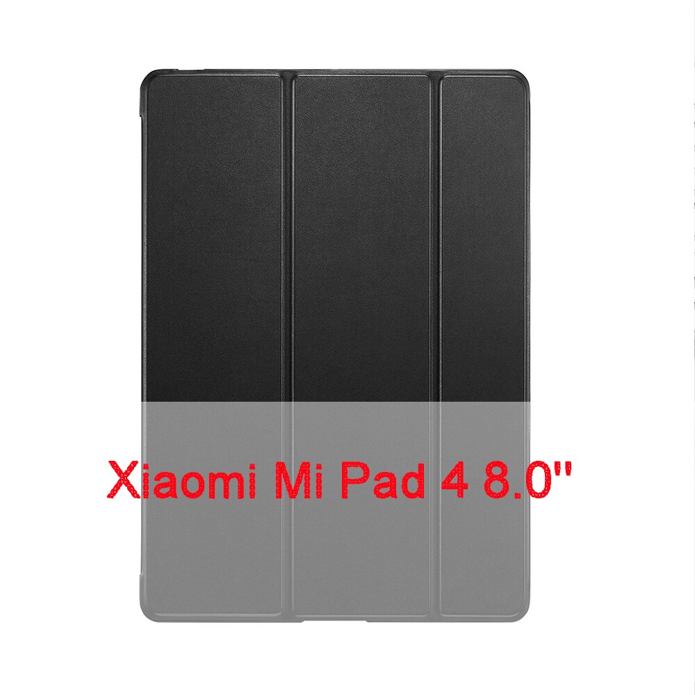 QIJUN Case For Xiaomi Mi Pad 4 8.0 inch mipad4 Mipad 4 8.0'' Funda PC Back Leather Smart Cover Magnetic Case Auto Sleep: Black
