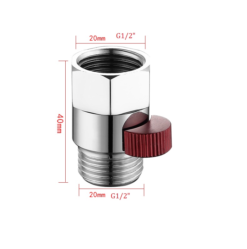 Bathroom Shower G1/2 Inch Brass Junction Water Flow Control Valve Straight-through Shut-off Angle Valve Hand shower quick switch: chrome red