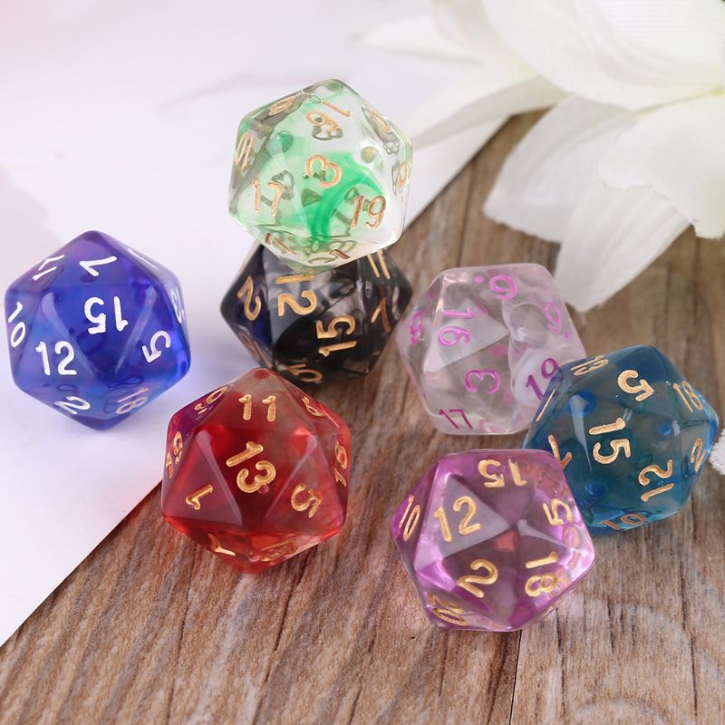 7pcs D20 Polyhedral 20 Sided Dice Numbers Dials Table Board Role Playing Game for Bar Club Party