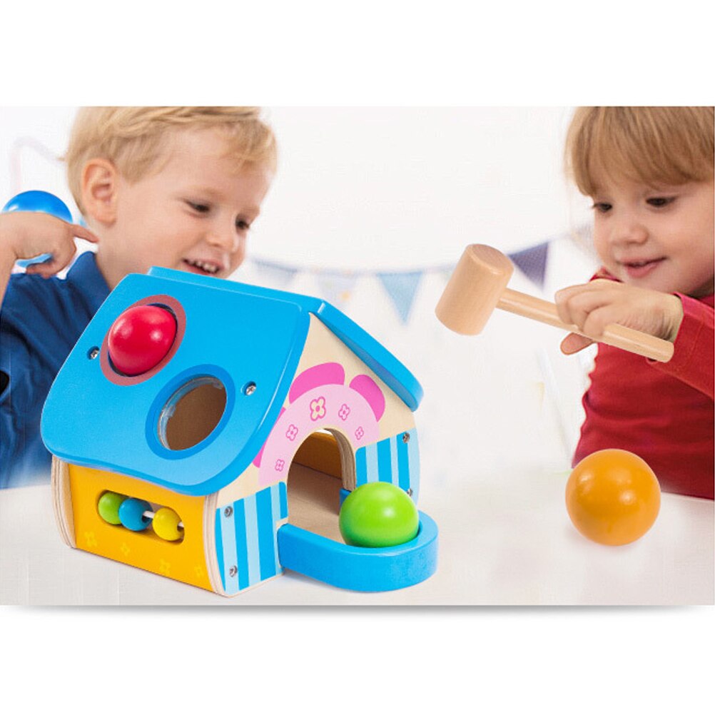 Baby Speelgoed Houten Ballen Huis Speelgoed Kleine Hamer Kloppen Ballen Educatief Houten Hamer Bal Huis Interactieve Kids Spel Speelgoed