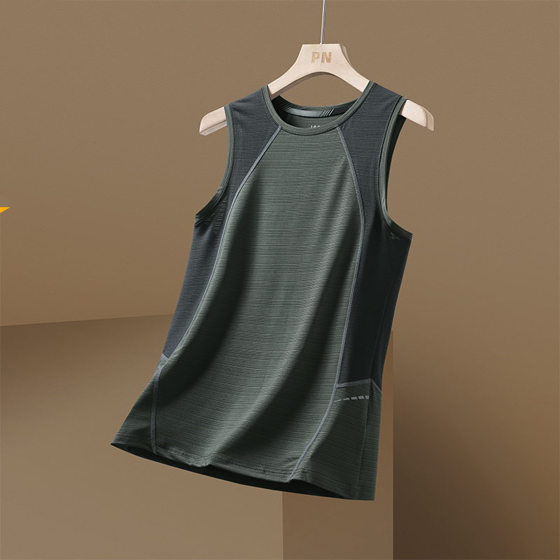 Chaleco de manga corta para hombre, camiseta negra y roja de retales, camiseta sin mangas para gimnasio, camisetas, ropa de de gran tamaño 3XL con cuello redondo 2024: M / Verde militar