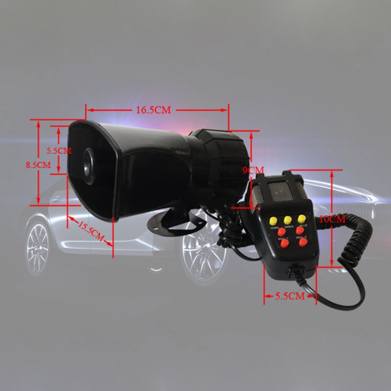 Tone Sound Car Emergency Siren Car Siren Horn Mic PA Speaker System Emergency Amplifier Hooter 12V 100W