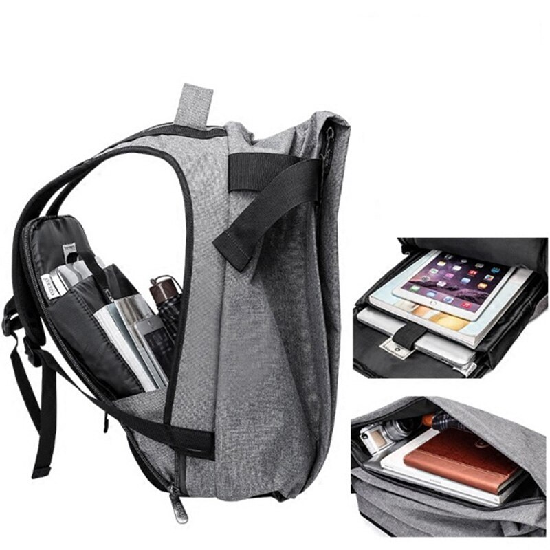 Mochila OZUKO Oxford impermeable para hombre, mochila con carga USB para ordenador portátil, mochila de ocio antirrobo, mochila escolar para hombre, bolsa de viaje