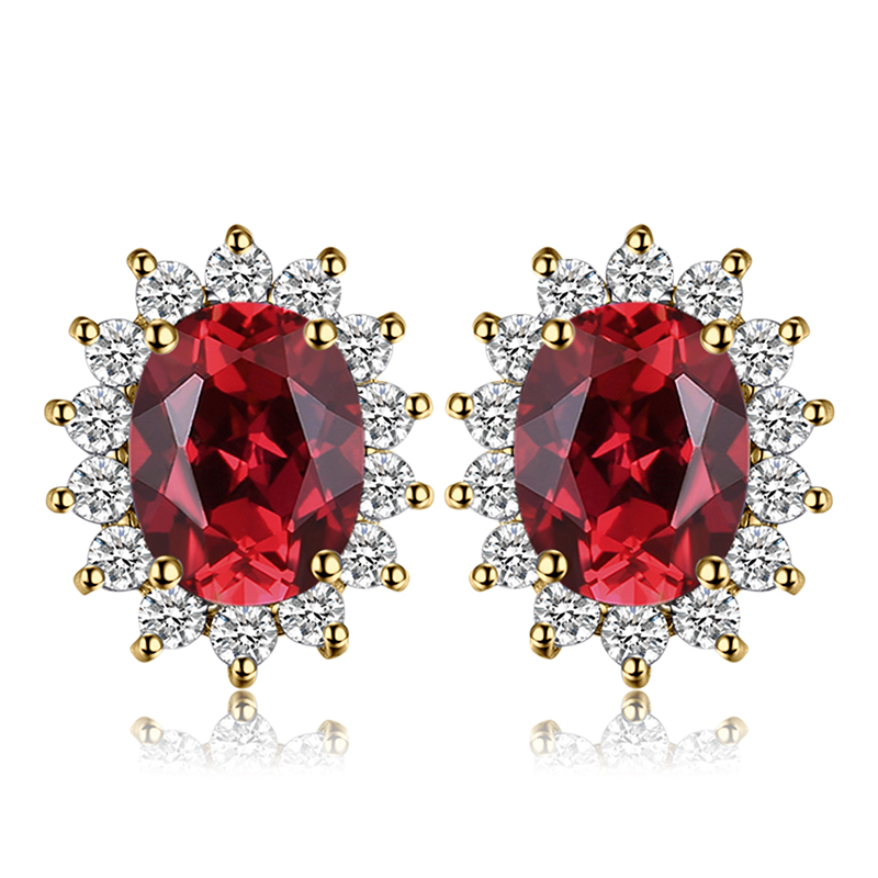 Jewelrypalace Gemaakt Blue Sapphire Ruby 925 Sterling Zilveren Stud Oorbellen Natuurlijke Amethist Granaat Peridot Topaz Prinses Diana: Black