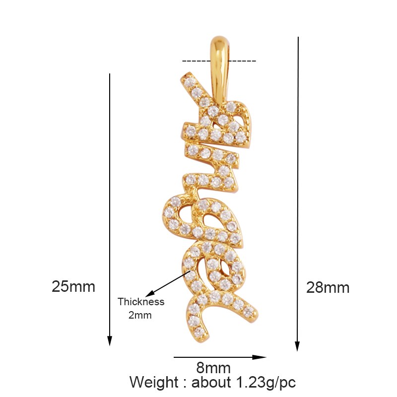 Fine LOVE KISS BABY ANGEL DEAR MAMA LUCKY Letter Charm Pendant Jewelry, Trendy Necklace Accessories Hand Making Supply K50