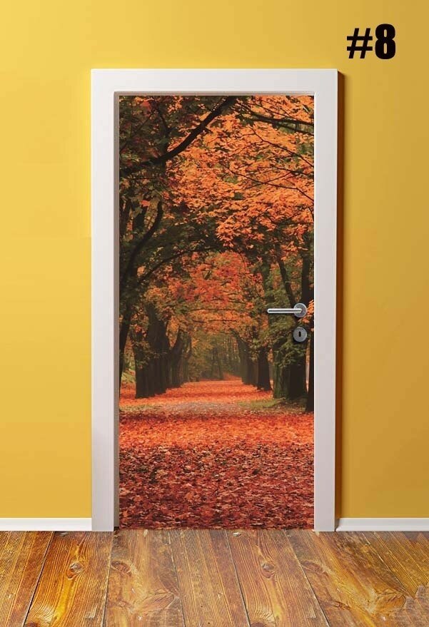 Naklejka samoprzylepna Home Decor las Diy na drzwi naklejki drzewo krajobraz tapety do salonu wodoodporny Pvc 3D druku artystyczne zdjęcie: YXCV204708 / 77x200cm