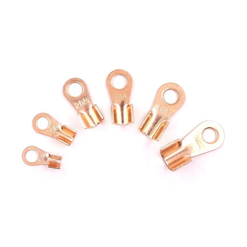 Open Barrel Wire Crimp Copper Ring Lugs Terminal Connector with 2:1 Heat Shrink Tubing Assortment Kit