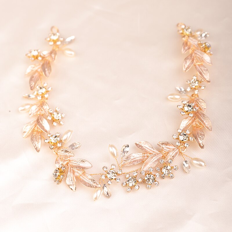 Bandeau de mariée en or bohème, serre-tête en cristal, perle, vigne, fleur, Halo, accessoires pour cheveux de mariage