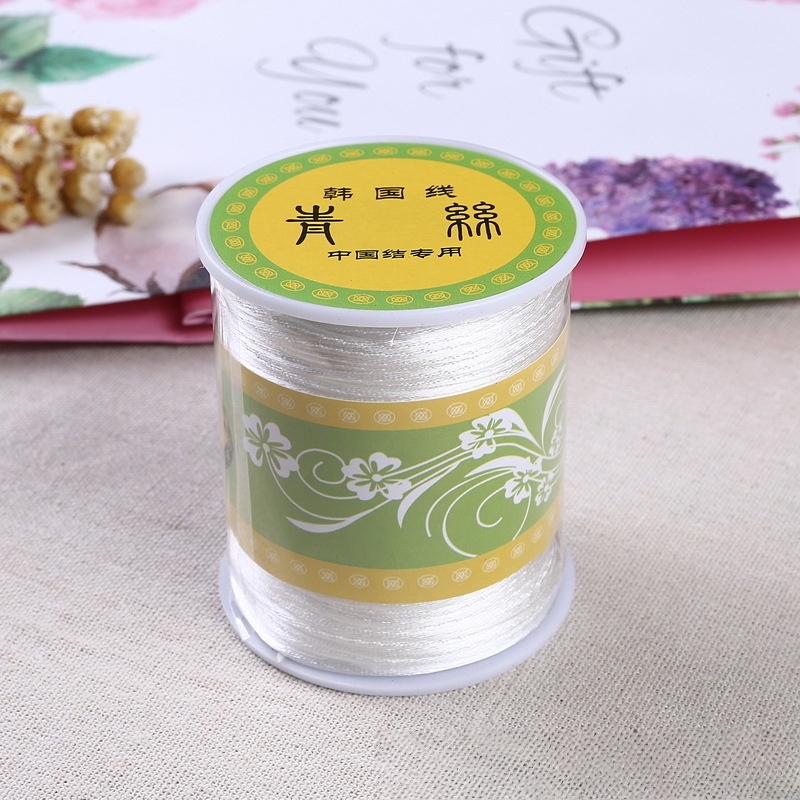 Sznurek nylonowy satynowy 80M/rolka, 1.5mm, robić makramy, bransoletek, chińskich węzłów, naszyjników i wyrobu biżuterii.: BIAŁY