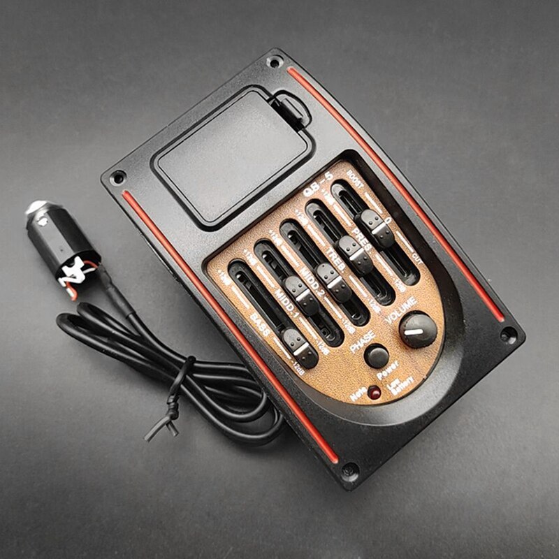 Plastic 5-Band Tone Controls EQ Equalizer Tuner Piezo Pickup Acoustic Guitar Pre-Wired Preamp Guitar Parts Accessories