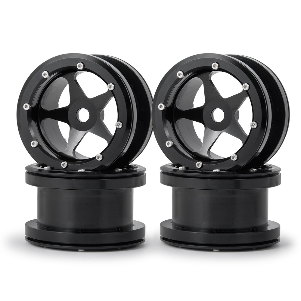 AXSPEED RC Car Wheels - 2.2 Inch Aluminum Alloy Beadlock Wheels Set for 1/10 RC Axial Wraith, TRX-4 - 40mm Width