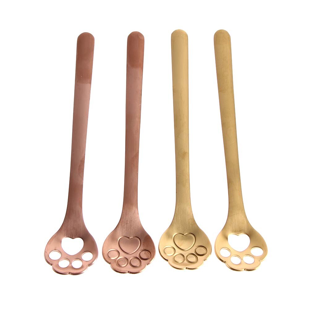 Goud Kat Klauw Mini Creatieve Koffie Roestvrij Stalen Lepel Dessert Snoep Thee Lepel Drinken Servies Keuken Gadget
