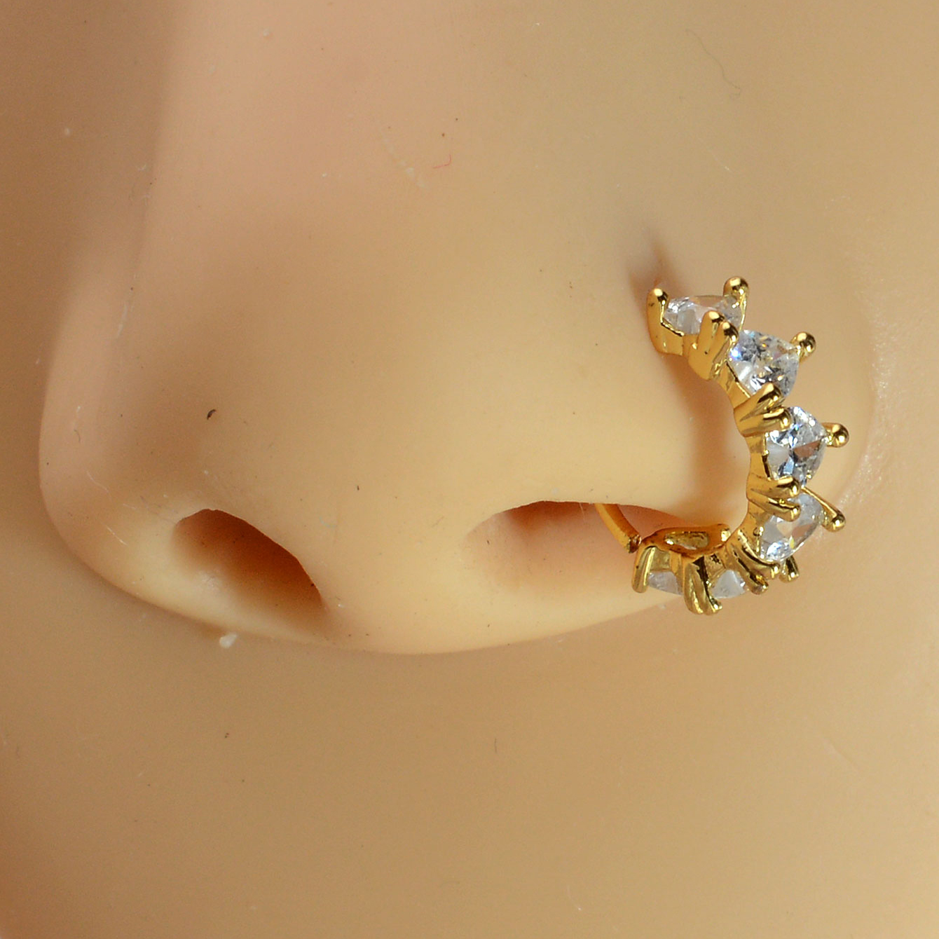 1pc krystal cz næseringe næsebor hjerte klikker septum næse hoop ring tragus brusk helix ørering næse piercing smykker