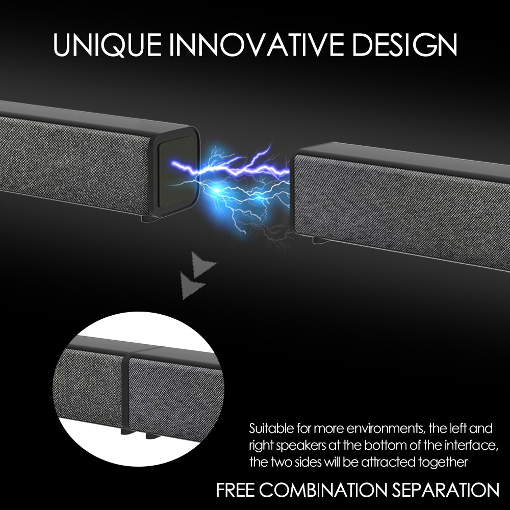 S12 TV Sound Bars Wireless Bluetooth 5.0 Speakers Detachable Soundbar Boom Bass Home Theater for TV PC Smartphone