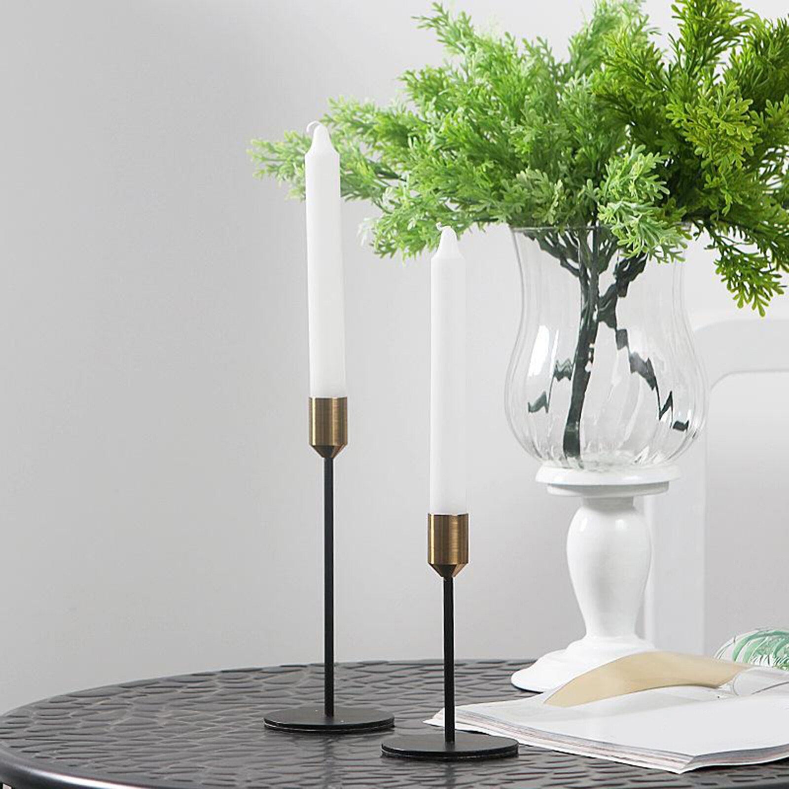 Iron Taper Candle Holder Candlestick Table Centerpiece Dinner Decor S