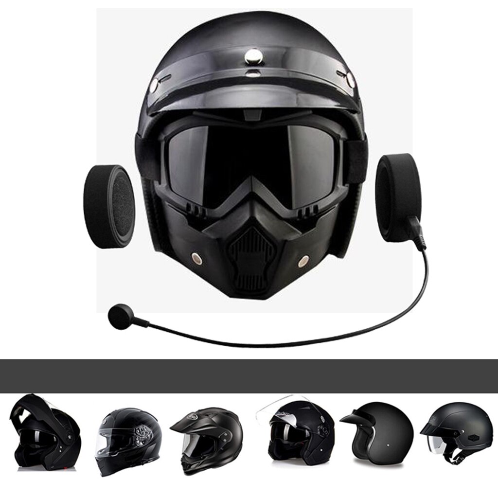 Hjälm headset / intercom trådlösa bluetooth hörlurar handsfree svart