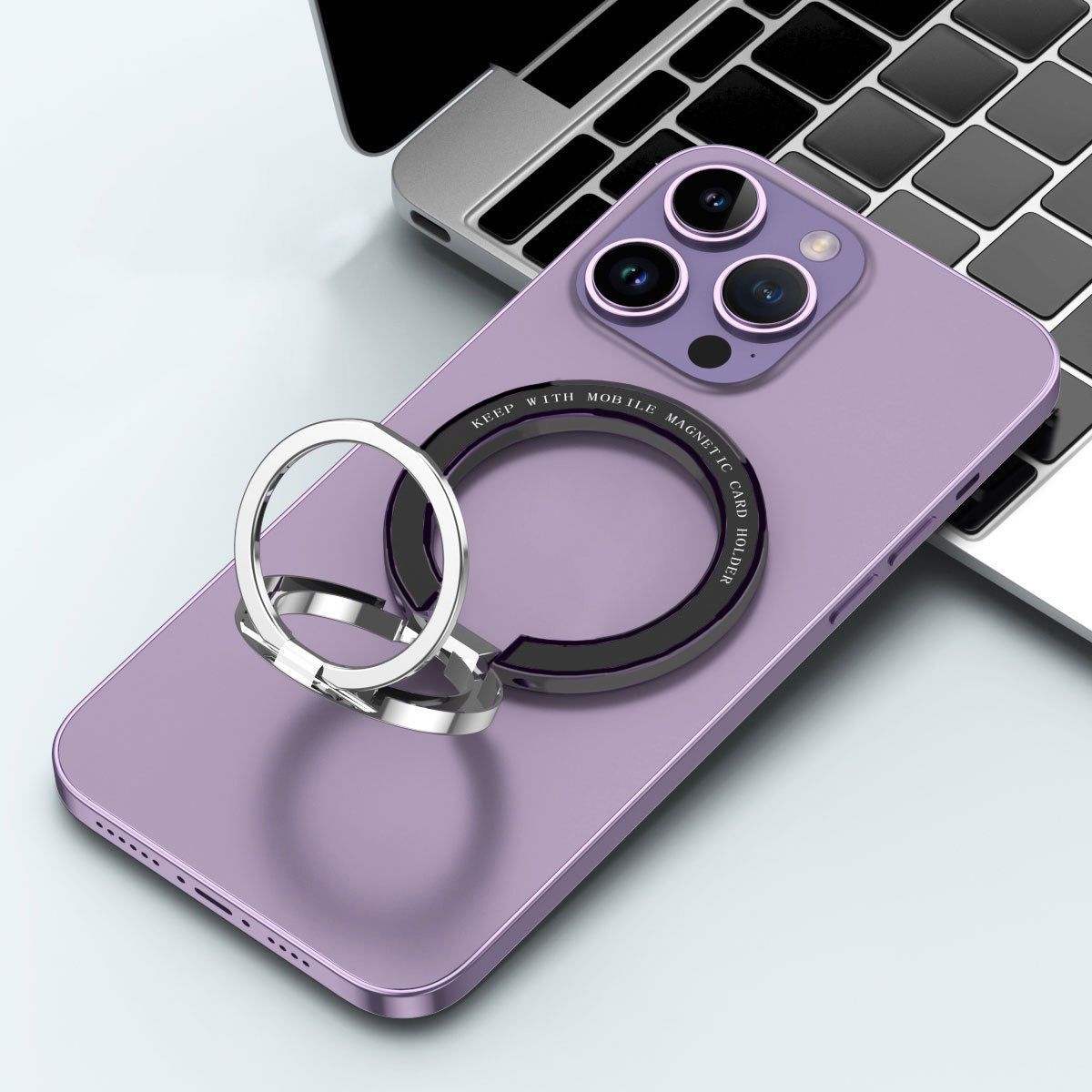 Naklejka Magsafe z metalowym diamentem, 3 sekcje, z mocnym magnetycznym uchwytem na telefon komórkowy, metal 360 ° obrotowa ładowarka: Black