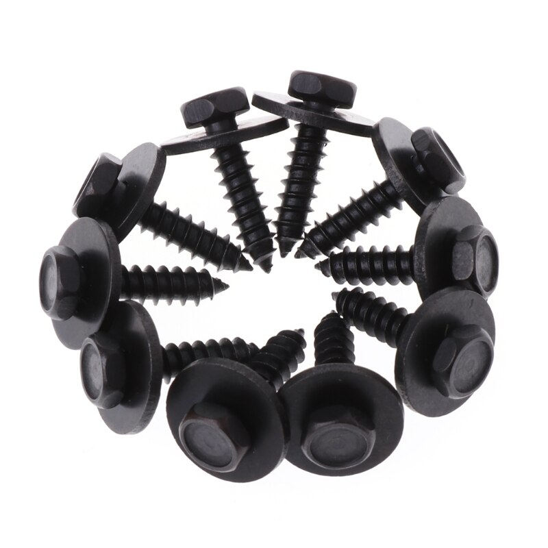 10 Pcs 4.8x19mm Self-Tapping Screws Captive Loose Washer 8mm Hex Head Black 1XCF