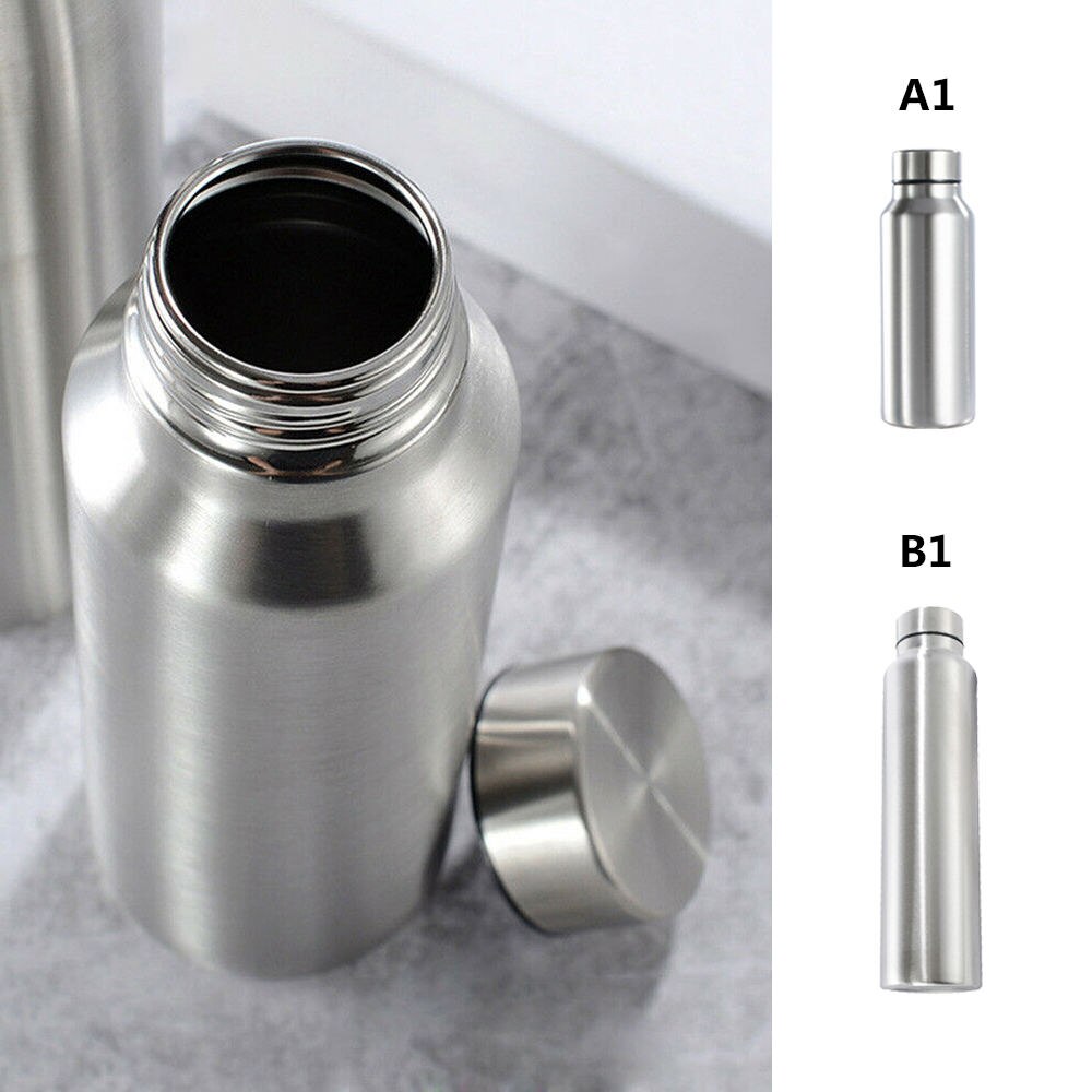 650ml/1000ml sportvattenflaskor i rostfritt stål enlagers robust vattenkopp camping sport gym metallflaska dryckesartiklar