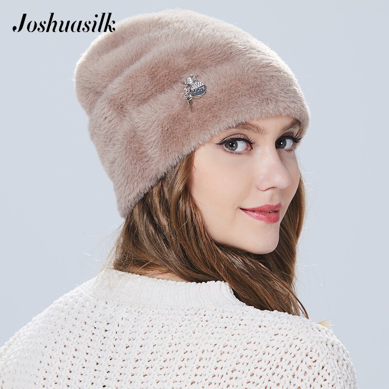 Joshuasilk Winter Vrouw Hoed Faux Fur En Angora Konijnen Zachte En Delicate Hanger Decoratie Mode Voor Meisjes