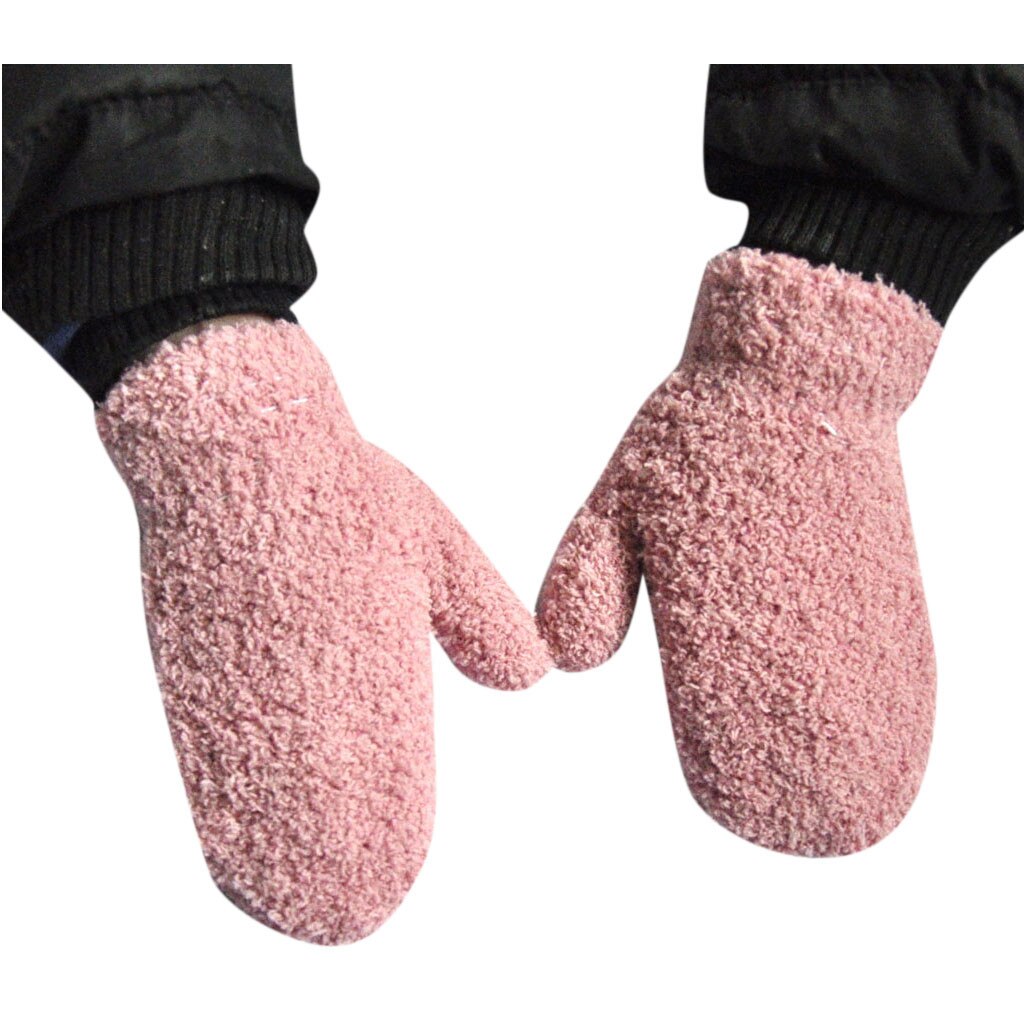 Kids Solid Winter Pluche Handschoenen Kinderen Winter Warm Gebreide Warm Houden Schattige Dikke Handschoenen Baby Accesorios Recien Nacido Guantes