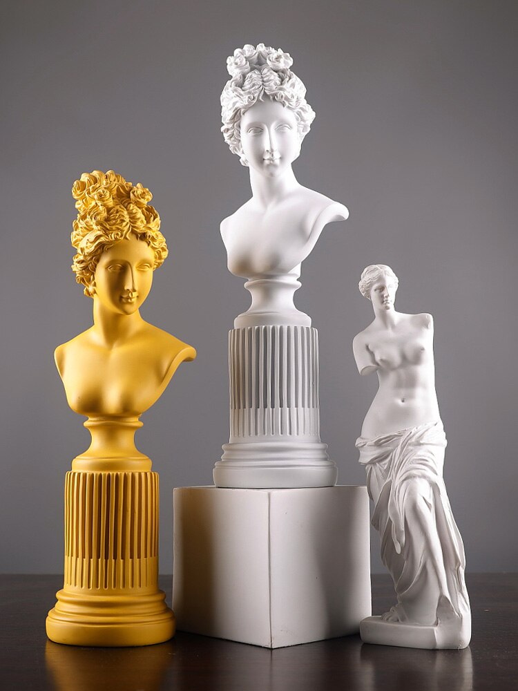 Statue de tête de personnage en plâtre, décoration douce pour maison, modèle de chambre, ornement de bureau à la