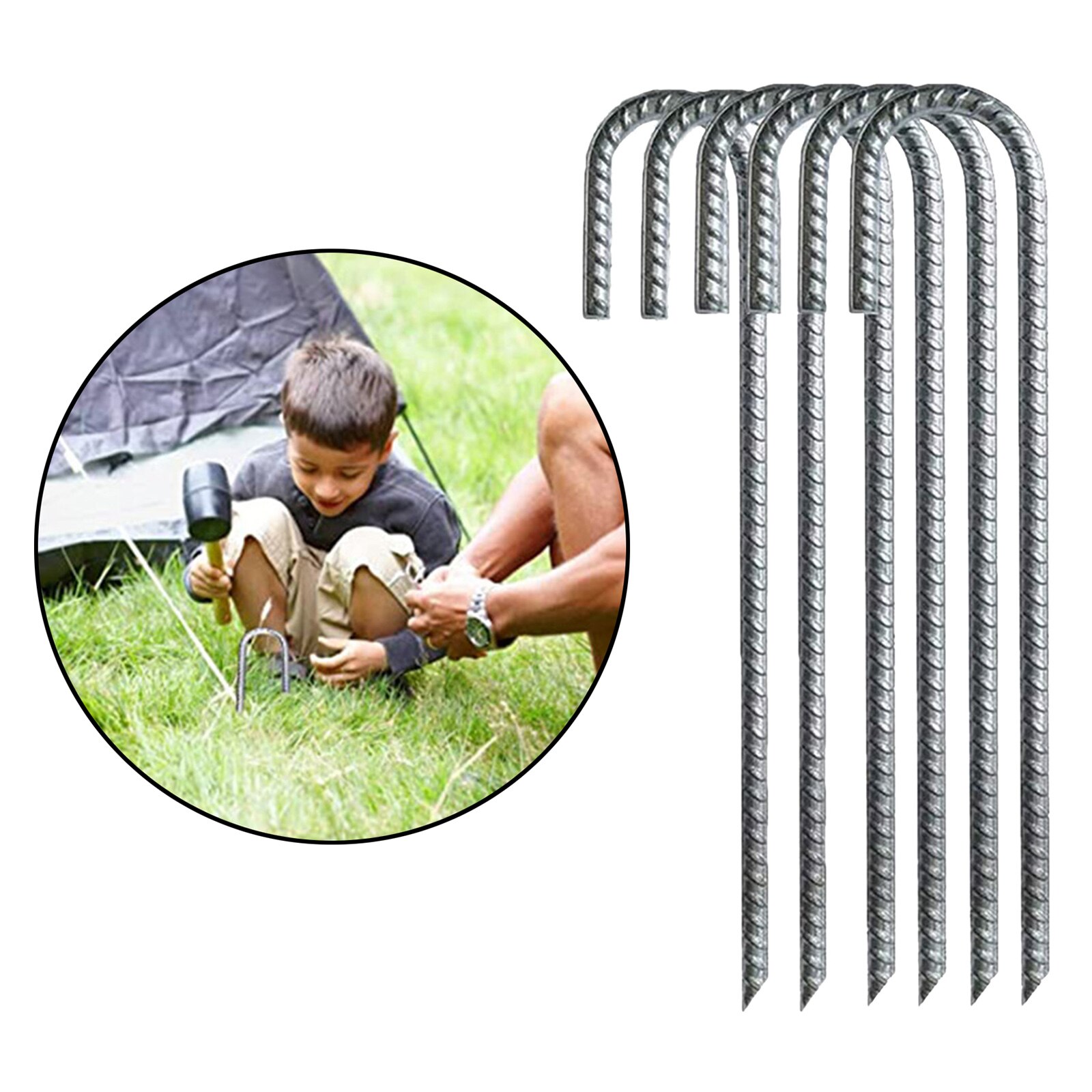 6pcs/set Steel Ground Rebar Stakes Plant Support Trampoline Anchors Gazebos Tents Trampolines