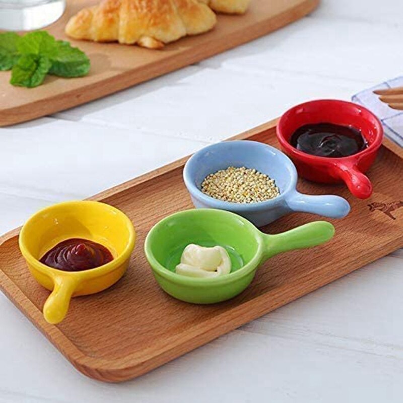 6 Pcs Ceramic Sauce Plate Colorful Mini Bowl Set Sauce Garnish Tableware Condiment Seasoning Plate Can Be Stacked