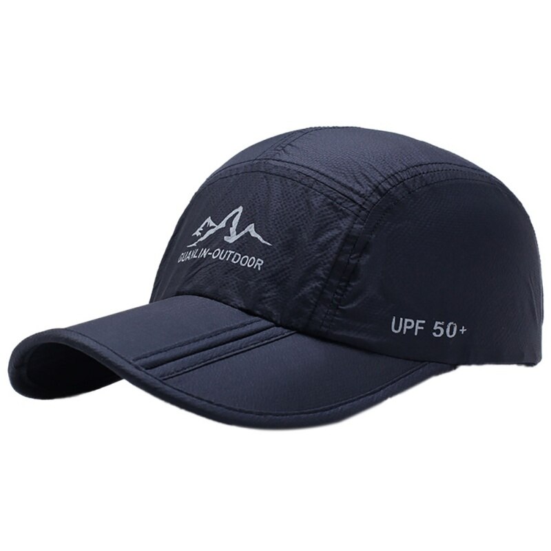 Men Women Outdoor Mesh Folding Sunshade Quick Dry Breathable Waterproof Adjustable Hats Sportswear Accessories: Navy