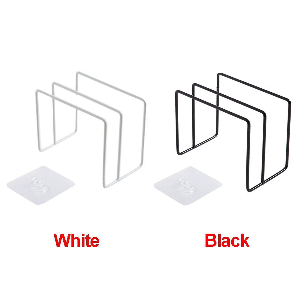 Iron Organizer Storage Stand Holder Chopping Board Shelf Wall Hanging Durable Dual Rack Adhesive Cutting Board Stand Kitchen