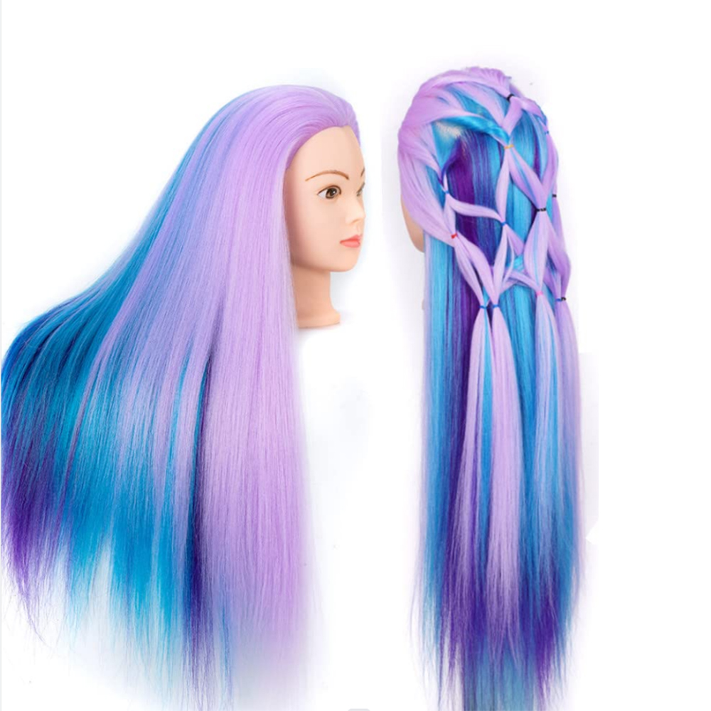 70cm Long Doll Head For Hairstyles Mannequin Head With 100% Synthetic Long Hair Training Head For Braid Hairdressing With