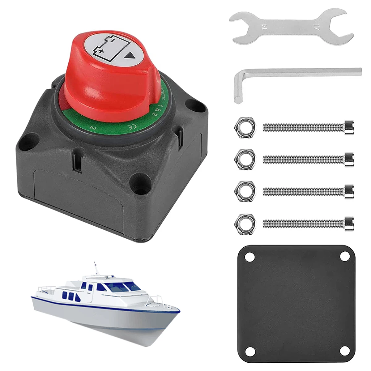 Battery Switch 12V/24V/48V/60V Battery Disconnect Switch Power Cut Switch Disconnect Isolator with Mounting Bolts for Boat Truck