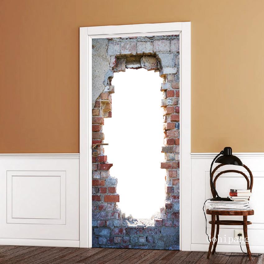 3D Door Decoration Wallpaper Modern Door Sticker Self-adhesive Waterproof Poster Home Door Renew Mural Decal deur sticker: Door LXR579203 / 77x200cm