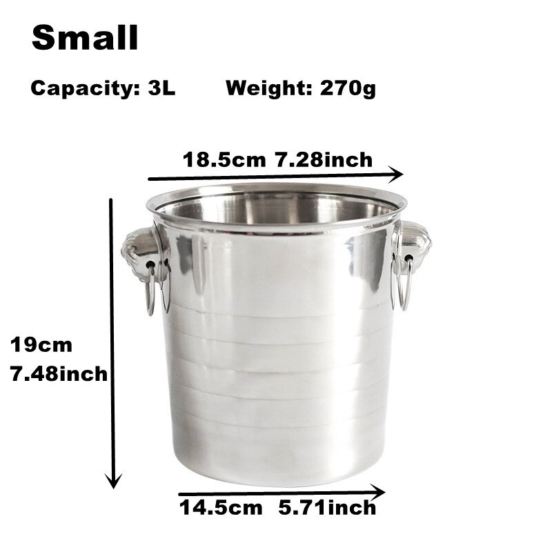 Stainless Steel Wine Chiller Bucket Champagne Bottle Cooler Ice Basket: S