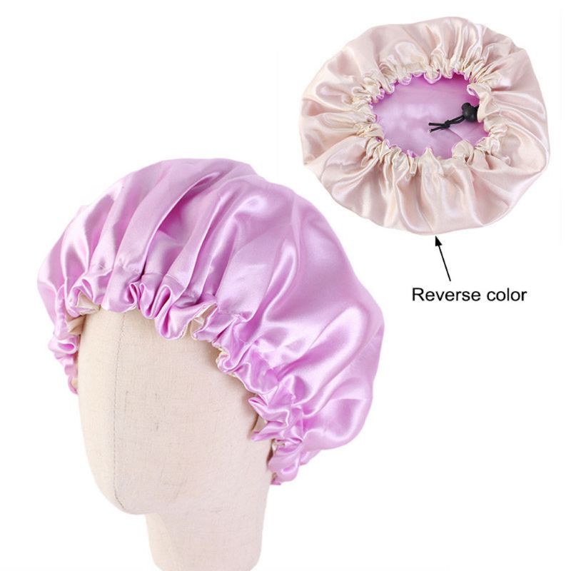 Kids Double Layer Satin Bonnet Adjustable Sleep Night Cap Turban Hat Chemo Cap: PL