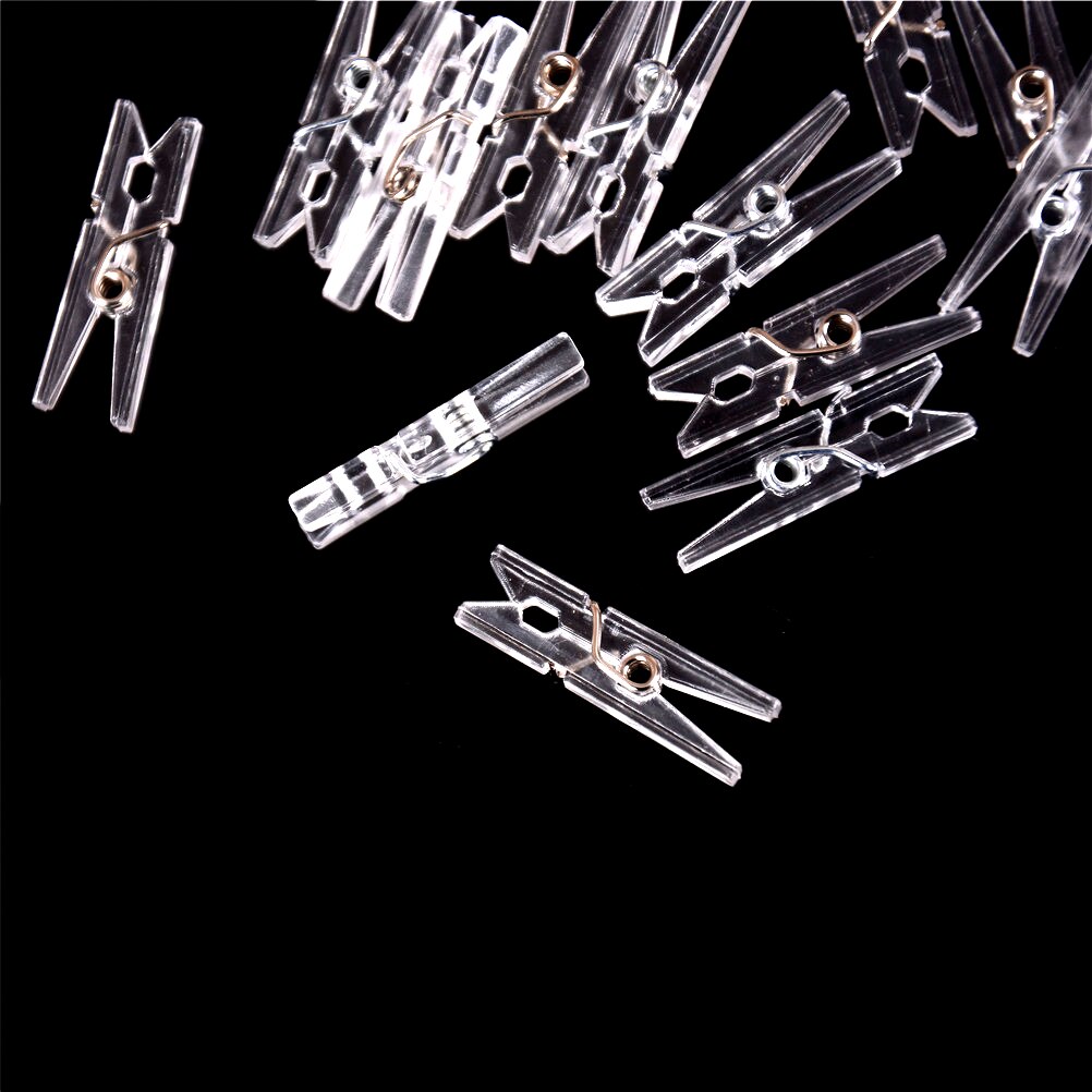 20/40pcs 25m Mini Spring Clear Transparent Clips Clothes Photo Paper Peg Pin Clothespin Craft Clips Party Home Decoration