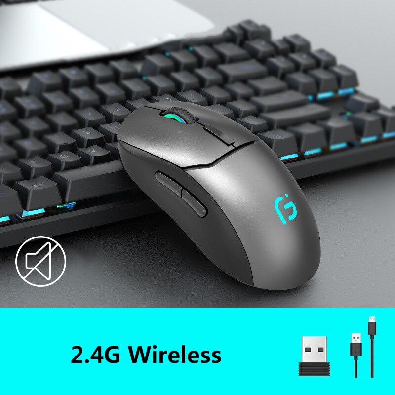 2.4g bluetooth trådløs mus usb genopladelig magisk lydløs gaming mus til xiaomi bærbar pc gamer computer mac ipad android: B 2.4g grå