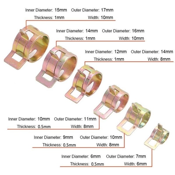 60PCS Hose Clamps /1PC Clamp Pliers Dust Jacket Binding Axle Collars Collets Kit