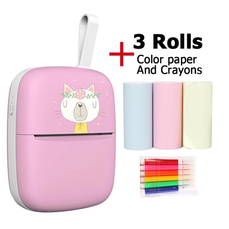 Mini Draagbare Thermische Printer 203Dpi Foto Pocket Printing Draadloze Bluetooth Label Printer Papier Voor Android Ios Kids: Black